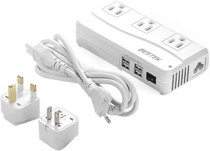 ベステック 海外旅行用変圧器 90V-240V to 100V 変換 ACコンセント 3口 + USB 4ポート