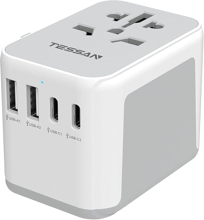 TESSAN 変換プラグ 全世界対応 海外コンセント BFタイプ 3個口電源タップ USB-C付き