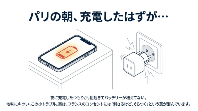 フランス旅行時の変換プラグ完全ガイド!C・SEタイプの違いと電圧の注意点